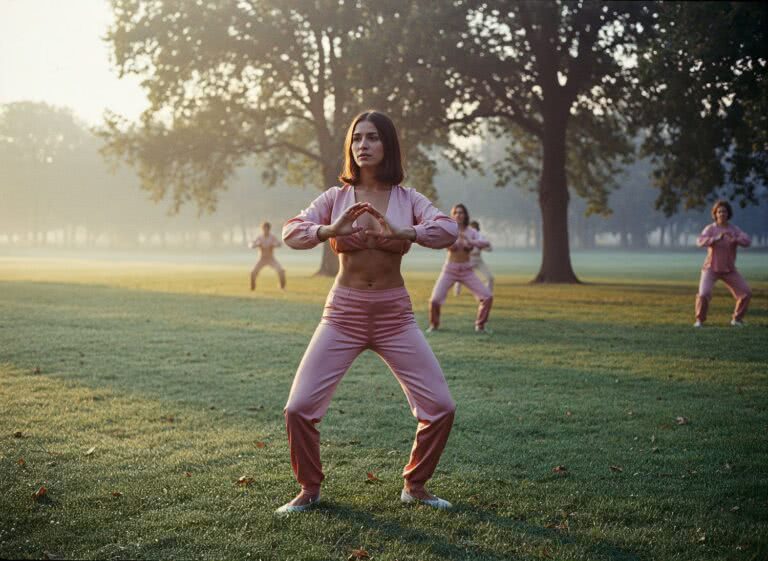 Poranne tai chi w luksusowym jedwabiu – styl Kim, który inspiruje do harmonii